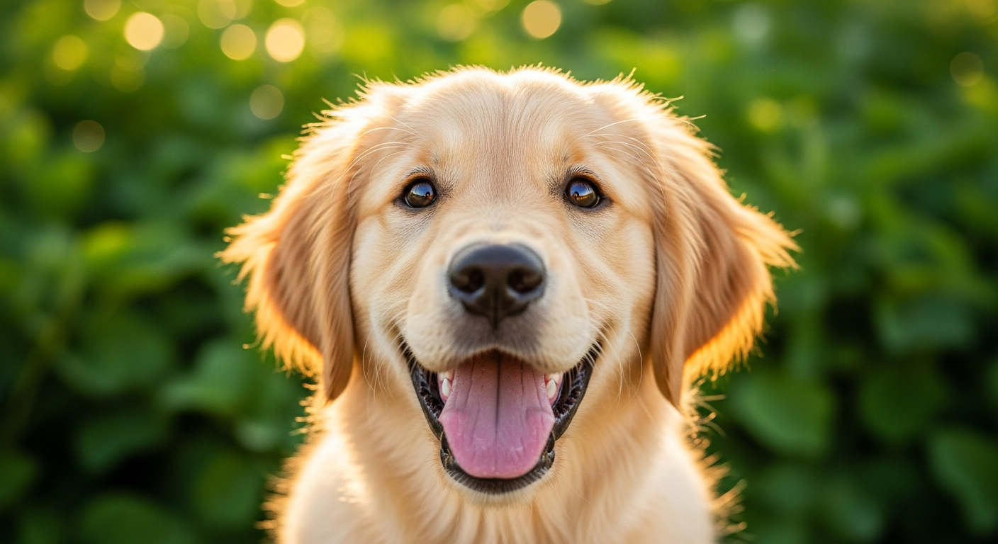 Golden retriever feliz no Focinho Feliz Pet Shop